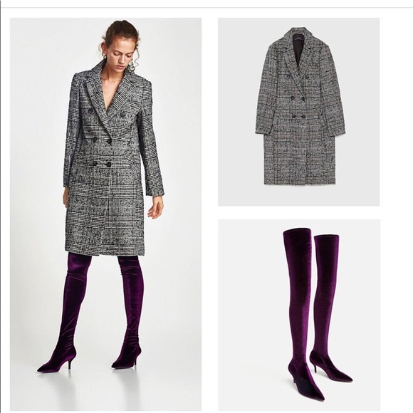 GORGEOUS NWT ZARA Over The Knee High Velvet Boots - Picture 8 of 8